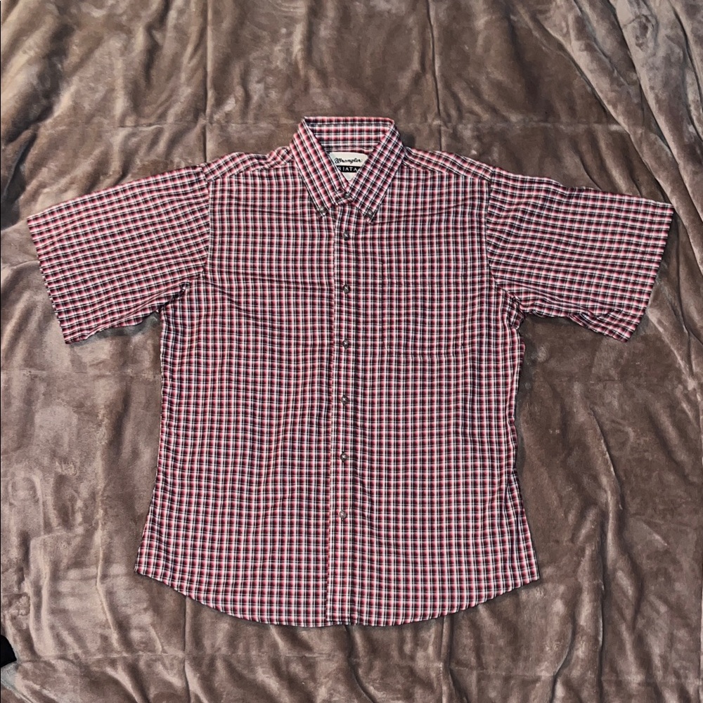 Wrangler Kids Red and White Checkered Button-Down Shirt